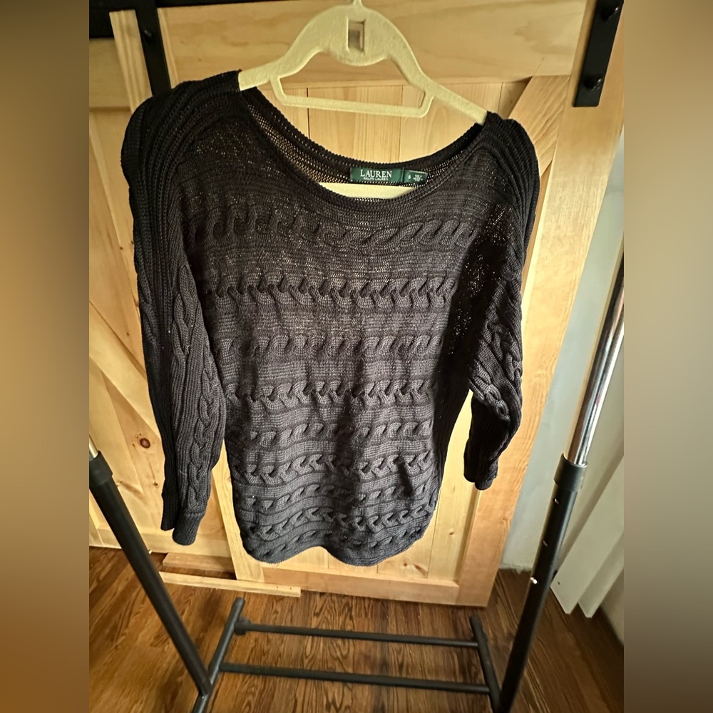 Ralph Lauren Black Cable Knit Sweater